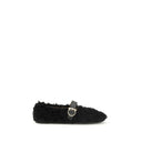 Black Fur Ballet Flats