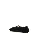 Black Fur Ballet Flats
