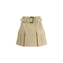Beige Cotton Mini Skirt