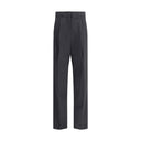 Gray Fleece Wool Casual Pants