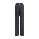 Gray Fleece Wool Casual Pants
