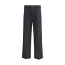 Gray Fleece Wool Casual Pants