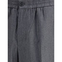 Gray Fleece Wool Casual Pants