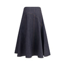 Blue Cotton Midi Skirt