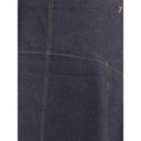 Blue Cotton Midi Skirt