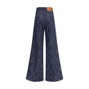 Blue Cotton Flared Jeans