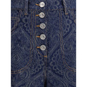 Blue Cotton Flared Jeans