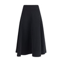 Black Cotton Midi Skirt