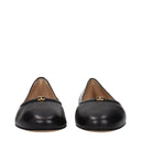 Black Leather Ballet Flats