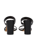 Black Leather Stiletto Heel Sandals