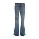 Blue Polyester Flared Jeans