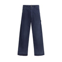 Blue Cotton Casual Pants