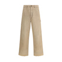 Beige Cotton Casual Pants