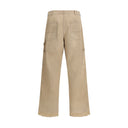 Beige Cotton Casual Pants