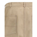 Beige Cotton Casual Pants