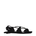 Black Leather Flat Sandals