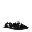 Black Leather Flat Sandals