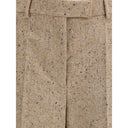 Beige Fleece Wool Casual Pants