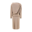 Beige Fleece Wool Casual Dress
