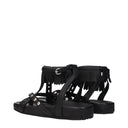 Black Leather Flat Sandals