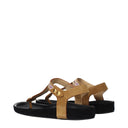 Beige Leather Flip-Flop Sandals