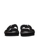 Black Leather Slippers