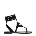 Black Leather Flip-Flop Sandals