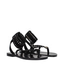 Black Leather Flip-Flop Sandals