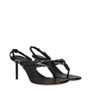 Black Leather Flip-Flop Sandals