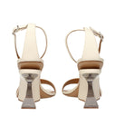 Beige Leather Platform Sandals