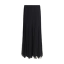 Black Silk Long Skirt