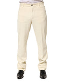 Beige Corduroy Cotton Straight Men Trouser Pants