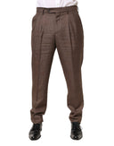 Brown Wool Mid Waist Dress Trouser Pants