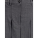 Gray Polyester Long Skirt