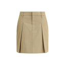 Beige Cotton Mini Skirt