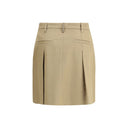 Beige Cotton Mini Skirt