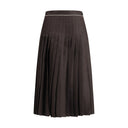 Brown Silk Midi Skirt