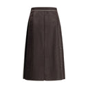 Brown Silk Midi Skirt