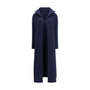 Blue Polyester Full-Length Jacket