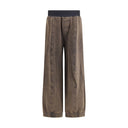Brown Cotton Casual Pants