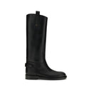 Black Calf Leather Bos Taurus Flat Boots