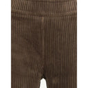 Brown Cotton Casual Pants