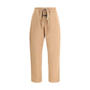 Beige Cotton Casual Pants