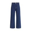 Blue Cotton Straight-Leg Jeans