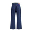 Blue Cotton Straight-Leg Jeans