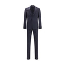 Blue Fleece Wool Two-Piece Suit