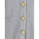 Gray Fleece Wool Cardigan