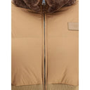 Brown Polyester Full-Length Jacket