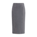 Gray Polyester Midi Skirt