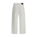 White Cotton Cropped Jeans